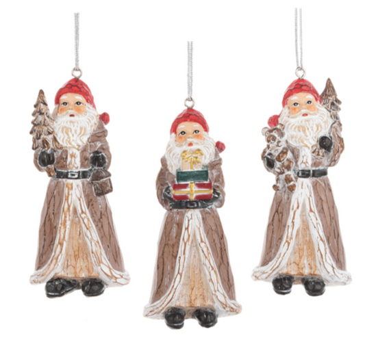 Woodland Santa Ornament ASST