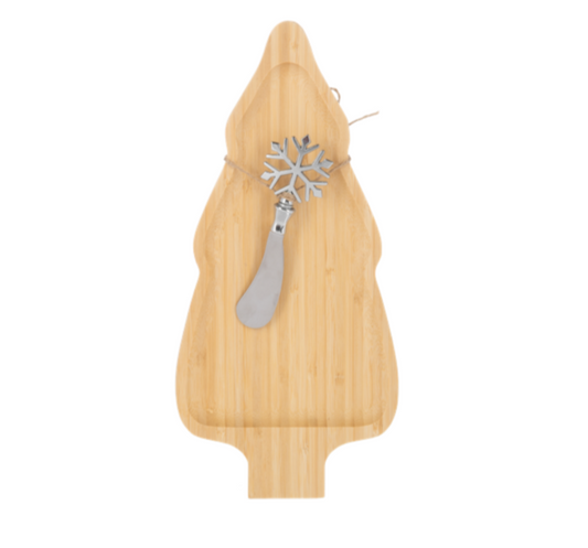 Christmas Tree Cheese Board W/Snowflake Spreader