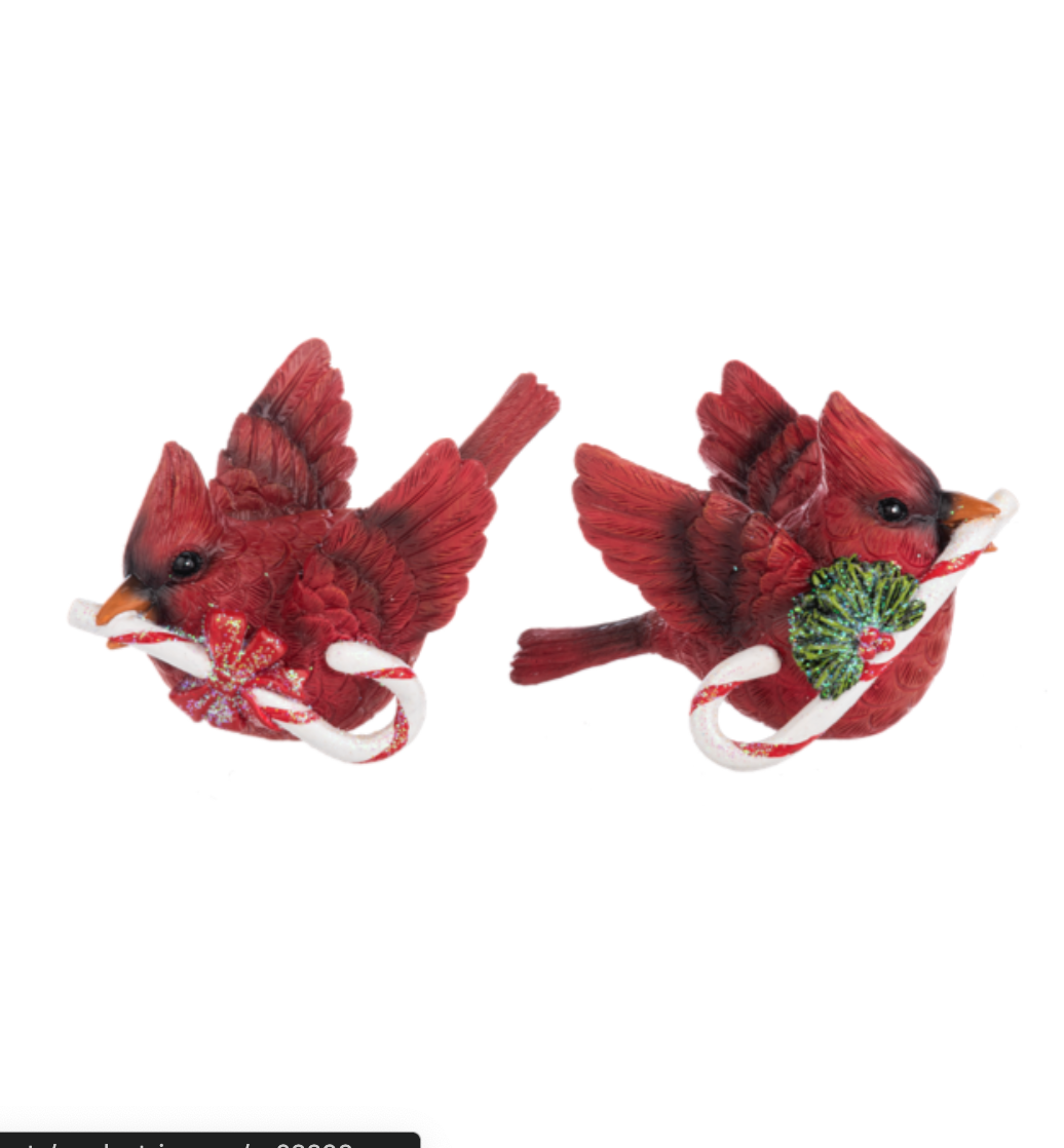Candy Cane Cardinal Figurines ASST