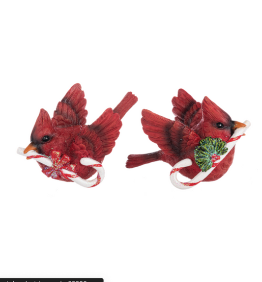 Candy Cane Cardinal Figurines ASST