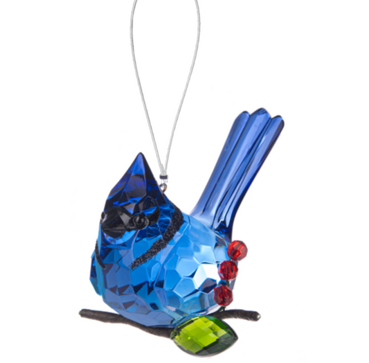 Elegant Berry Blue Jay Ornament