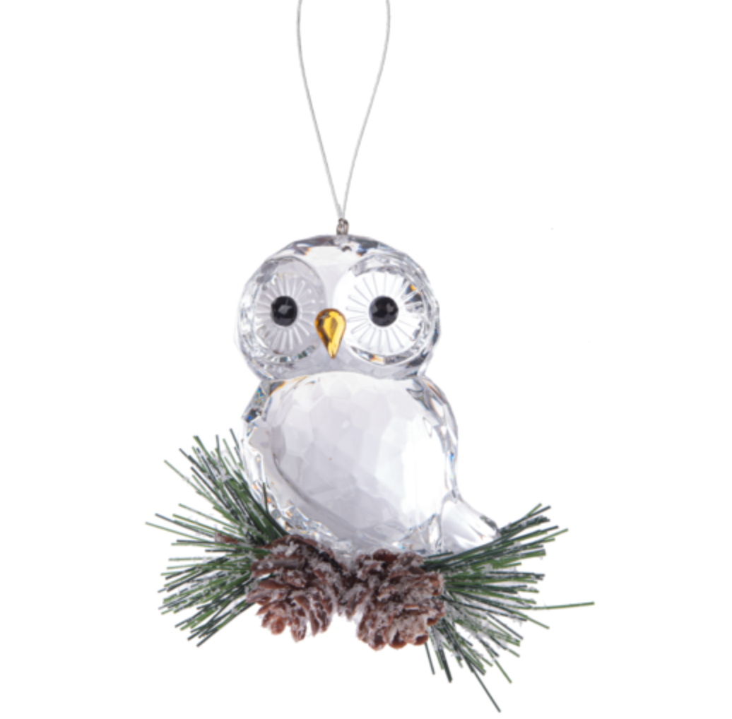 Frosted Pinecone Owl Ornament