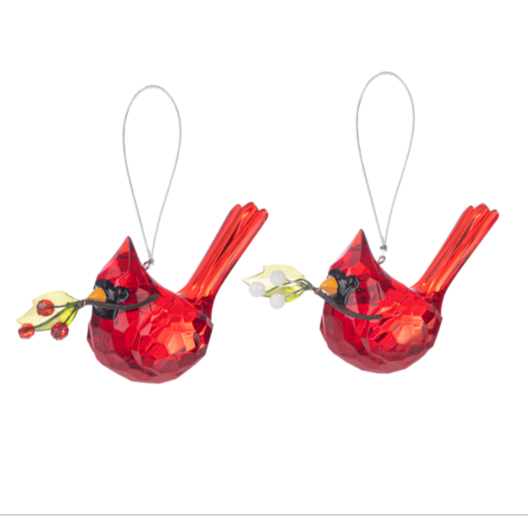 Elegant Berry Cardinal Ornament