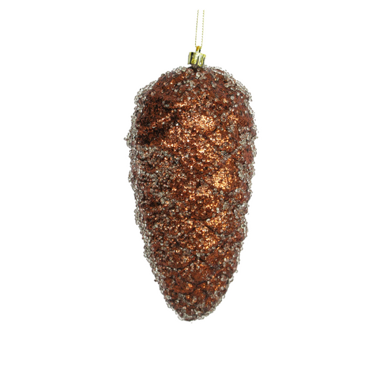7" Brown Iced Pinecone Ornament