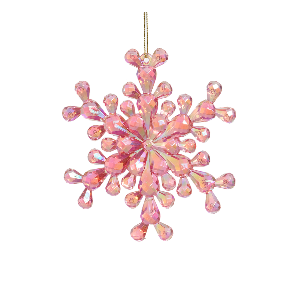 5" Pink Iridescent Snowflake Ornament