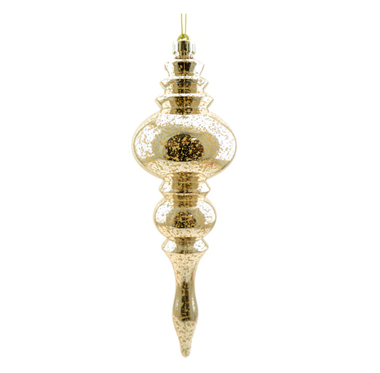 14" Mercury Finish Champagne Finial Ornament