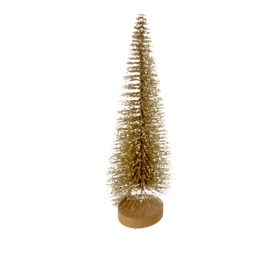 Gold Glitter Bottle Brush Tree Set/3