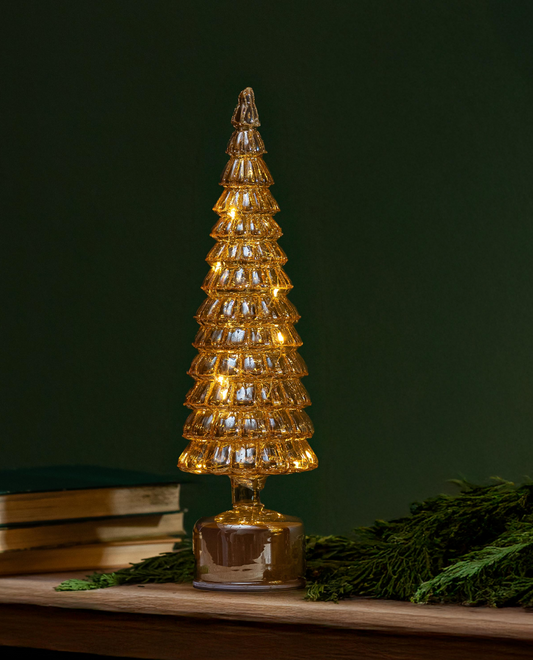 LED Rotating Glass Tree 16"