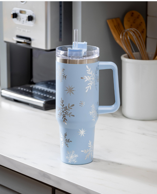 40OZ Canyon Cup - Light Blue W/Snowflakes