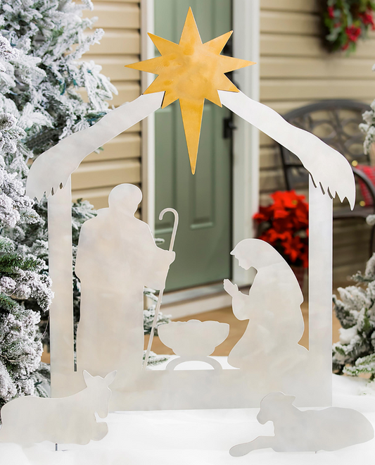 Metal Nativity Yard Scene