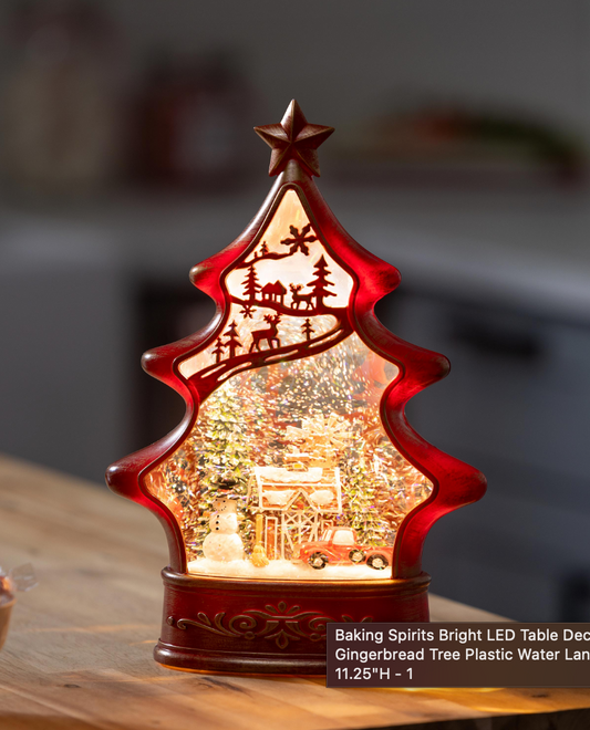 Tree Shape Gingerbread Water Lantern 11.25"H