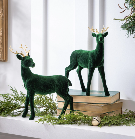 Green Flocked Deer ASST