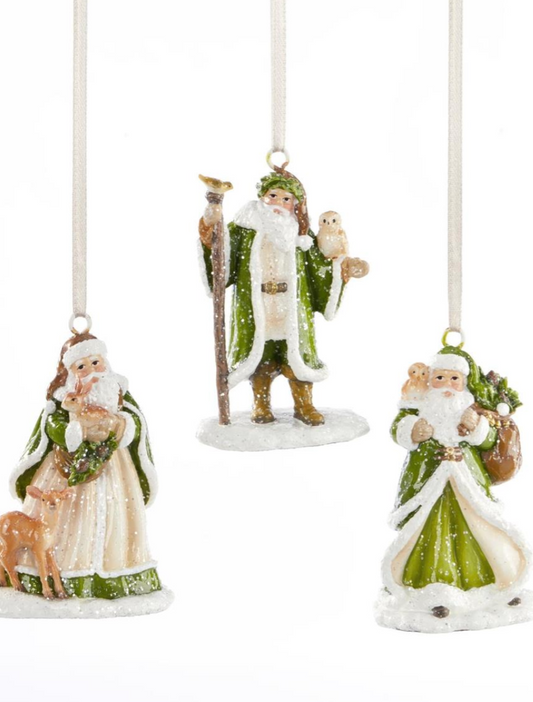 Woodland Santa Ornament ASST