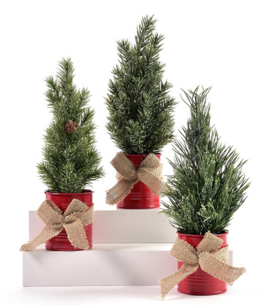 Mini Potted Tree W/Red Tin Pot