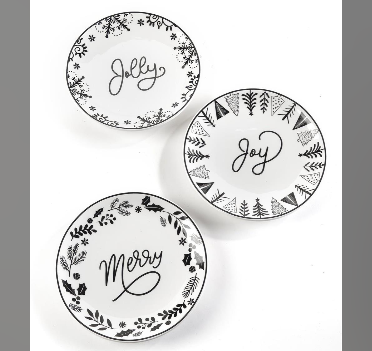 Black & White Holiday Word Plates ASST