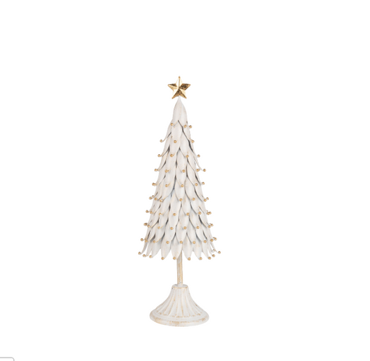 Metal Petal Tree - White With Gold Wash