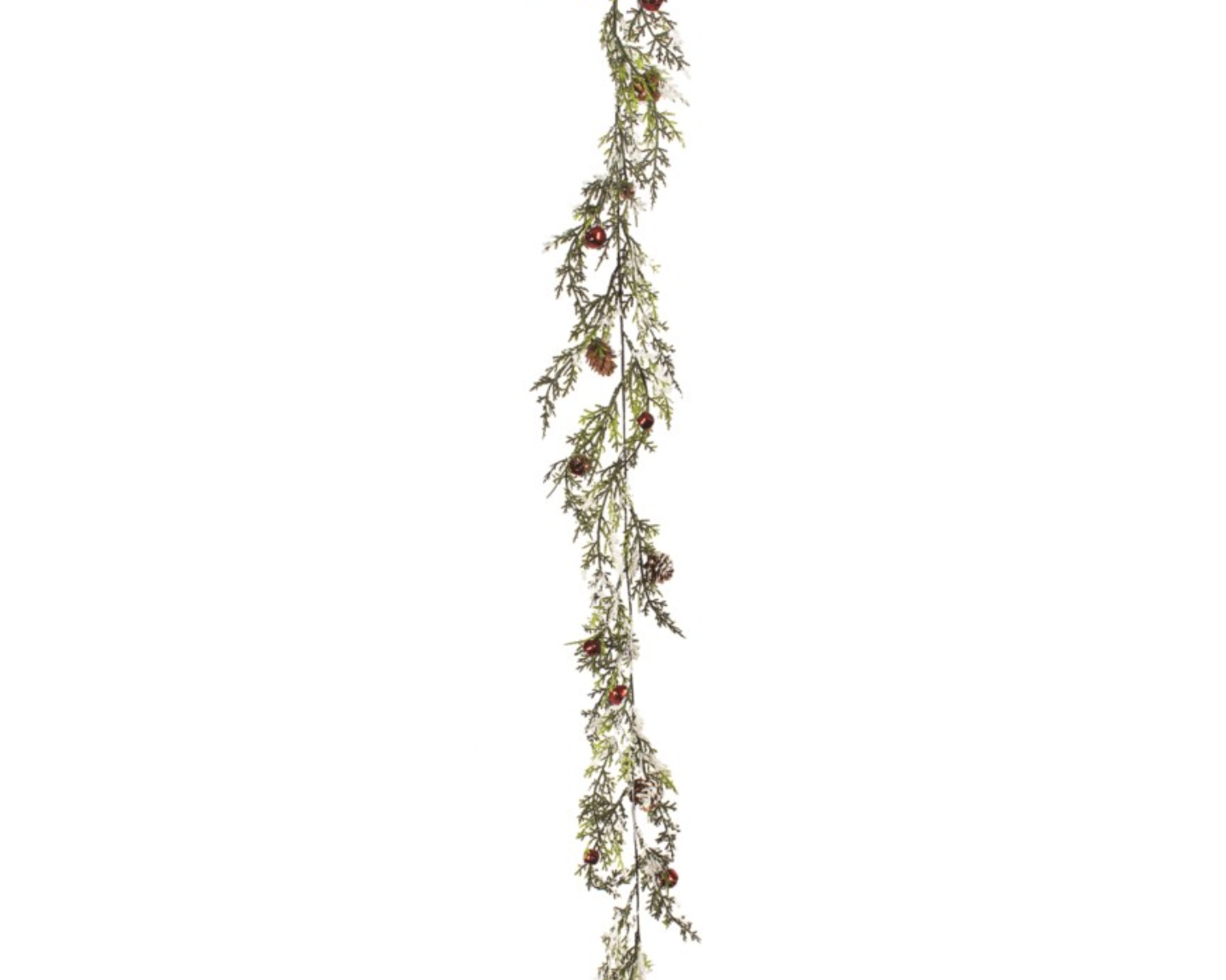 Snowy Cedar W/Bells Garland 68"