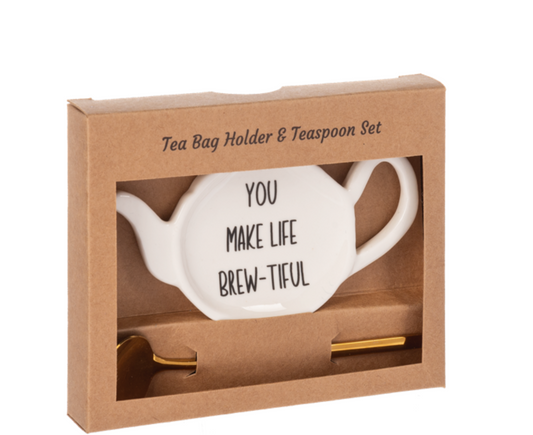 Tea Bag Holder & Tea Spoon Set ASST