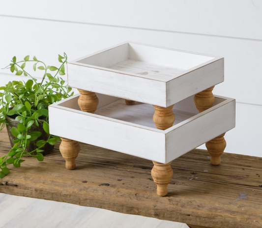 Raised Wood Trays W/Spindle Legs