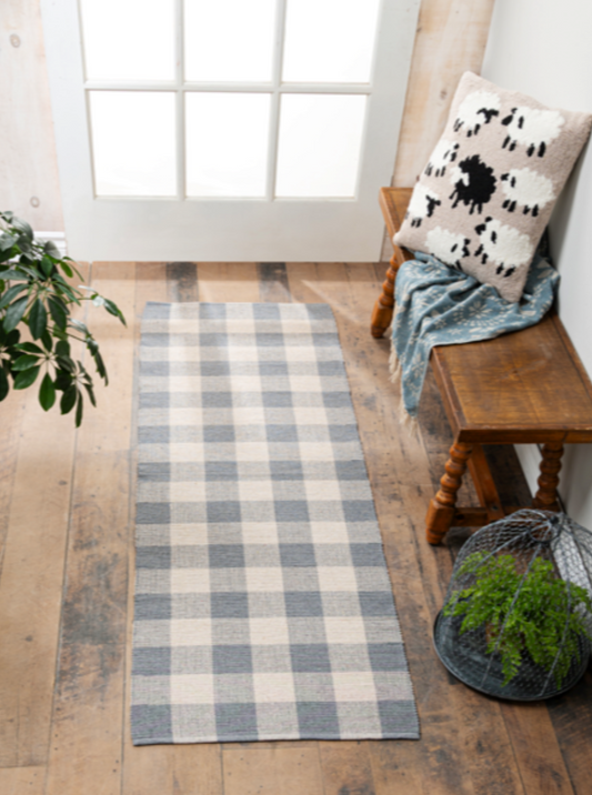 Gray Gingham Rug 2X6