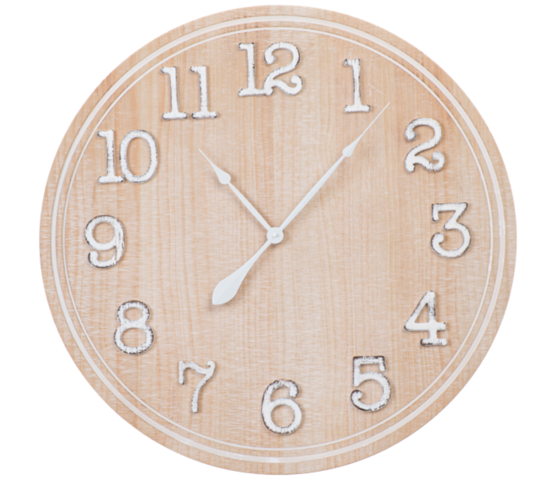 Natural & White Rustic Wall Clock
