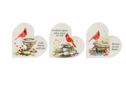 Watercolour Cardinal Heart Message Block ASST