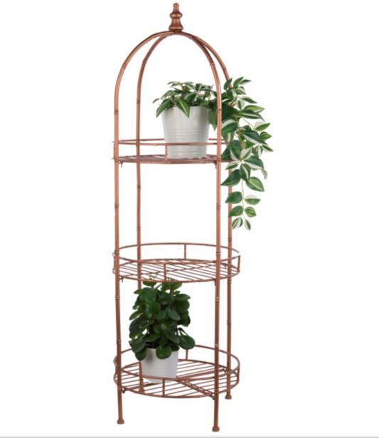 Antique Copper Finish Three Tier Plant Stand