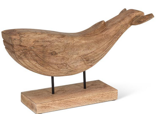 Swimming Whale on Stand Sculpture