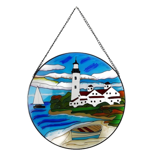Stained Glass Look Lighthouse Hanger