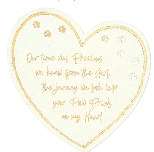 Pawprints Heart Shaped Garden Stone