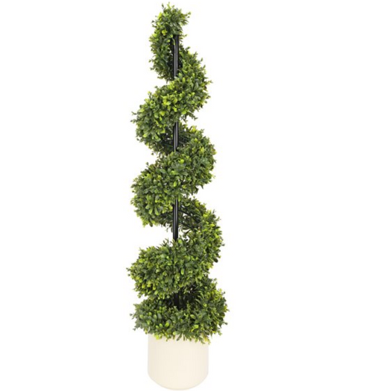Faux Boxwood Spiral Topiary (UV Protected) 32"H