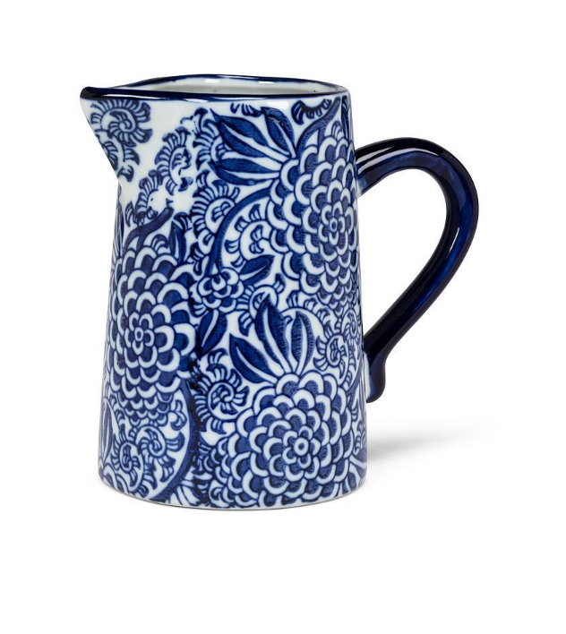 Blue Floral Jug 7"H 22OZ