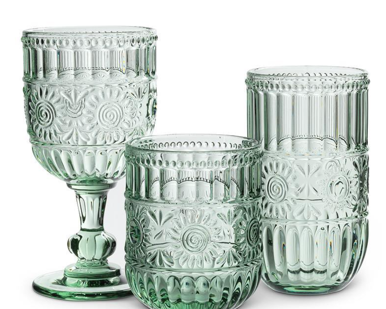 Green Sunflower Glassware