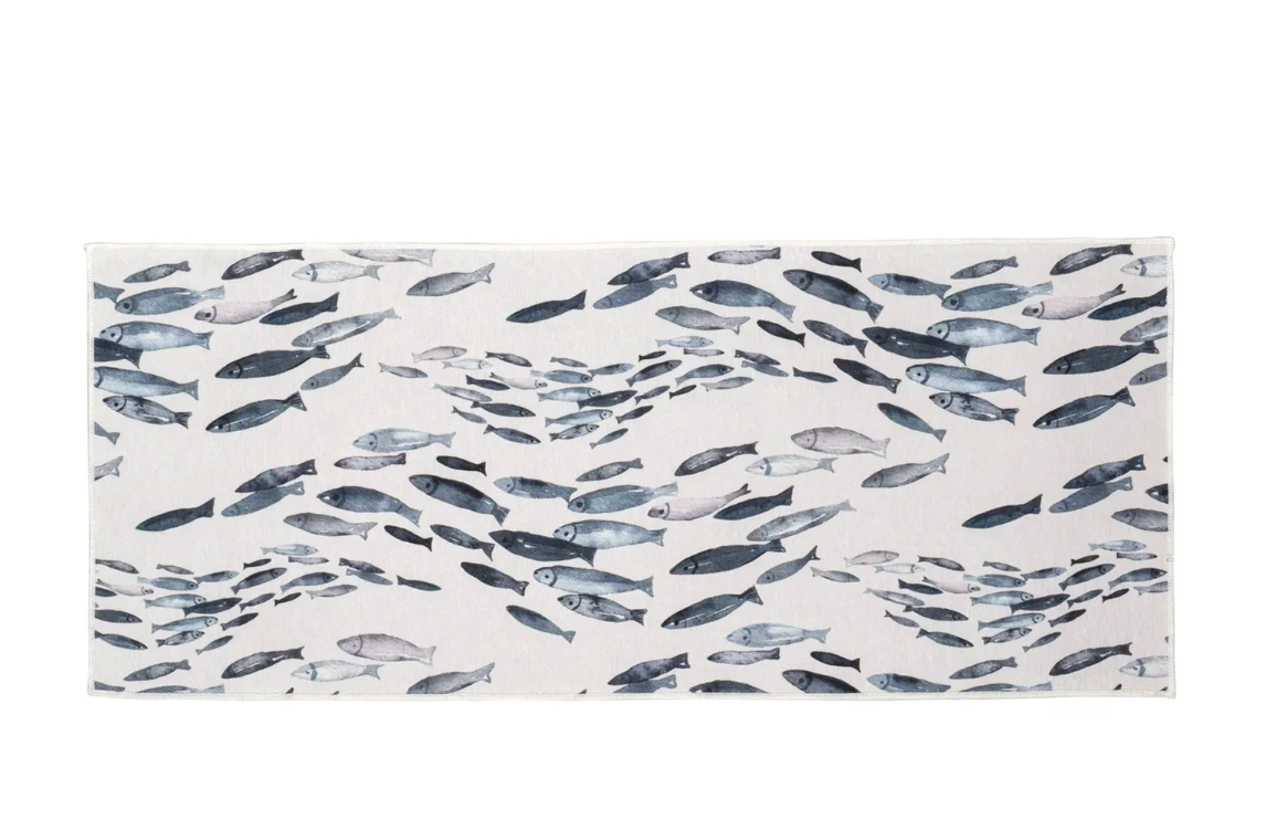 Fishes Printed Chenille Washable Rug