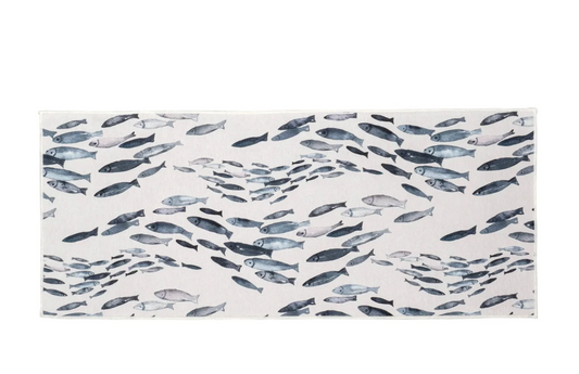 Fishes Printed Chenille Washable Rug