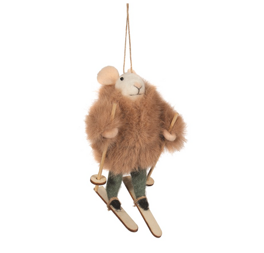 Mouse W/Fur Coat Ornament