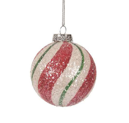 Glass Peppermint Ball Ornament