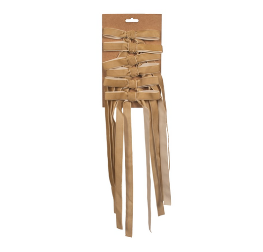 Tan Clip On Bow Set/6