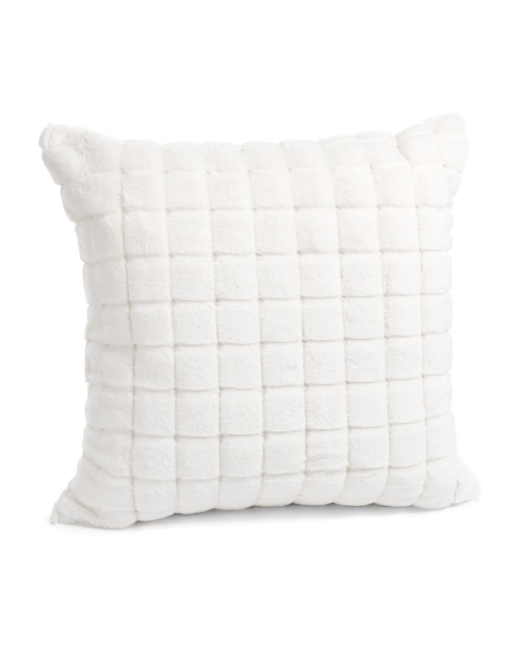 Faux Fur White Pillow 20X20