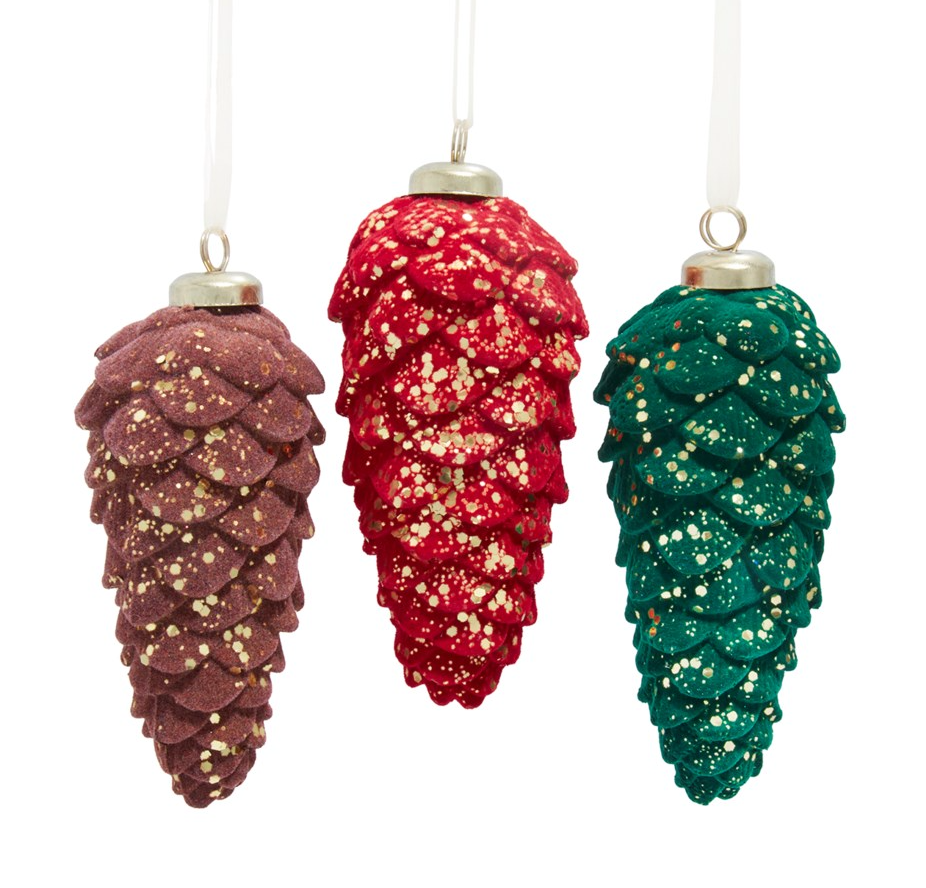 Velvet Pinecone Ornament 5.5"
