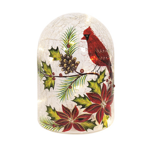 LED Glass Cardinal Decor