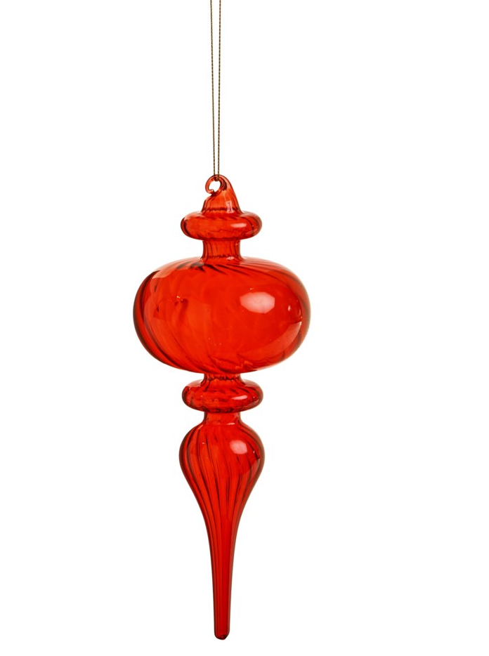 Red Transparent Finial Ornament 8.5"
