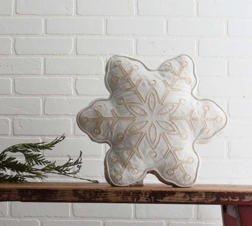 Golden Snowflake Pillow