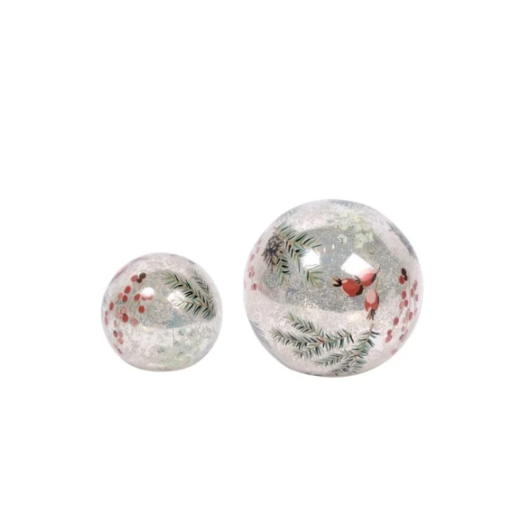 Holly LED Decor Ball Set/2