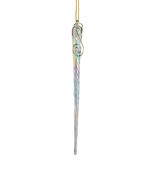 Glass Icicle Ornament - Irridescent Swirl