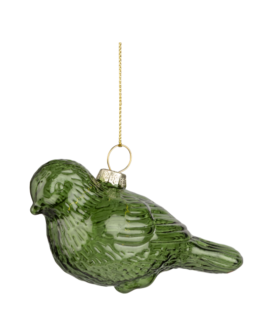 Green Glass Bird Ornament