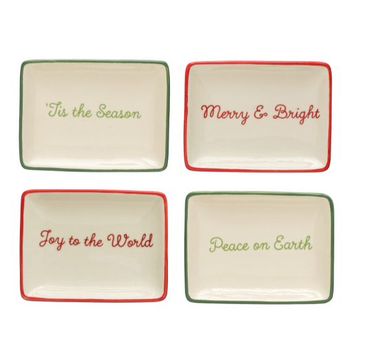 ASST Stoneware Holiday Trinket Tray