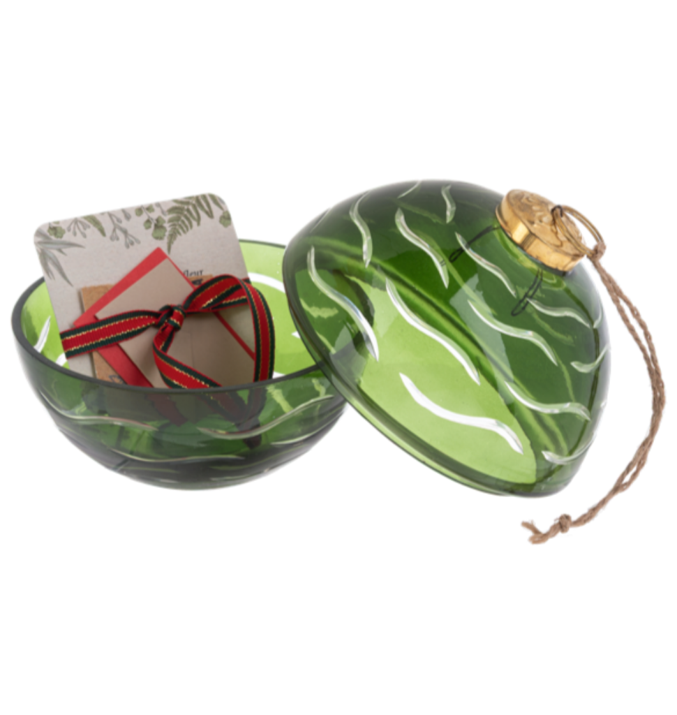Green Holiday Ball Trinket Dish