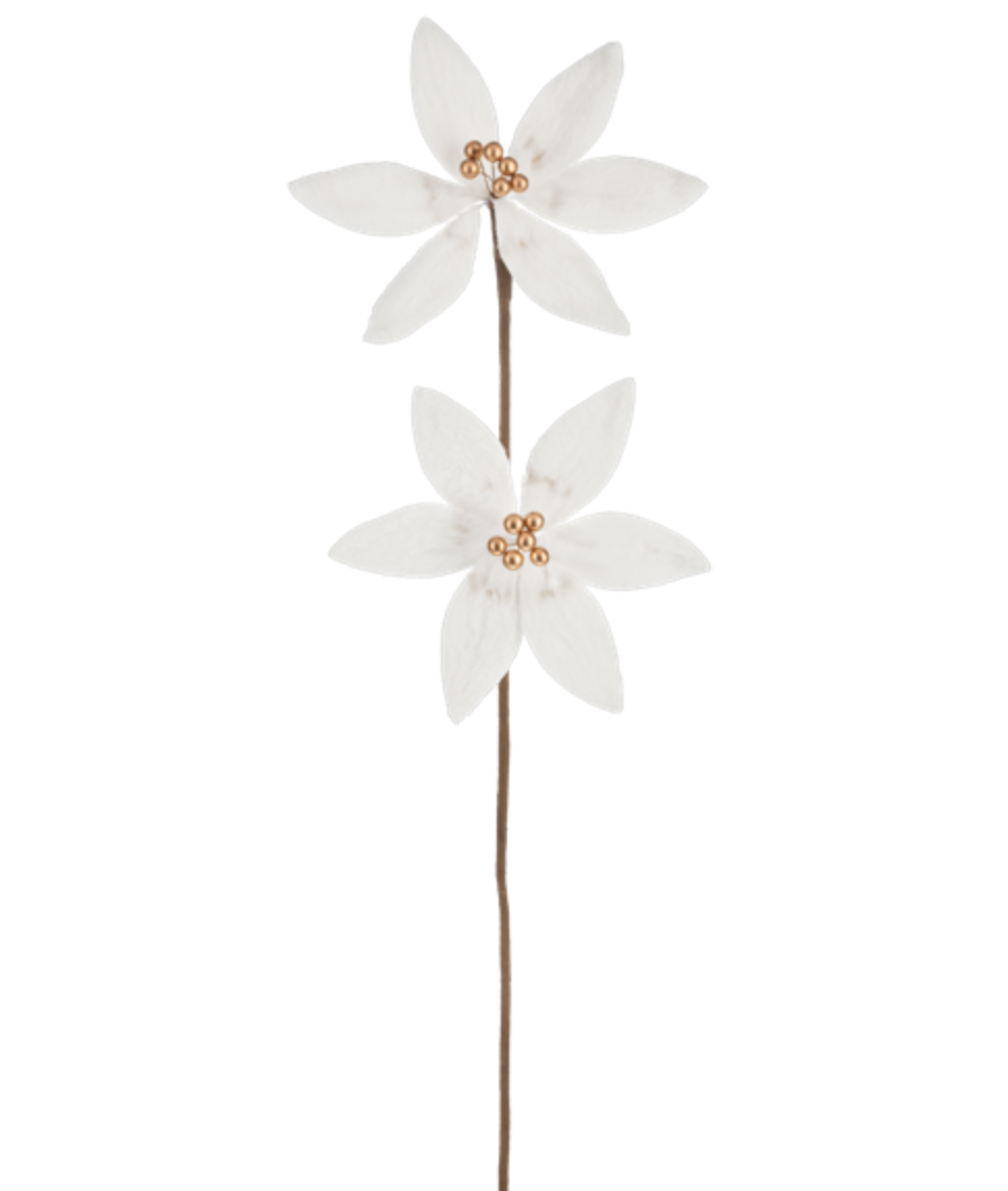 Double White Poinsettia Spray