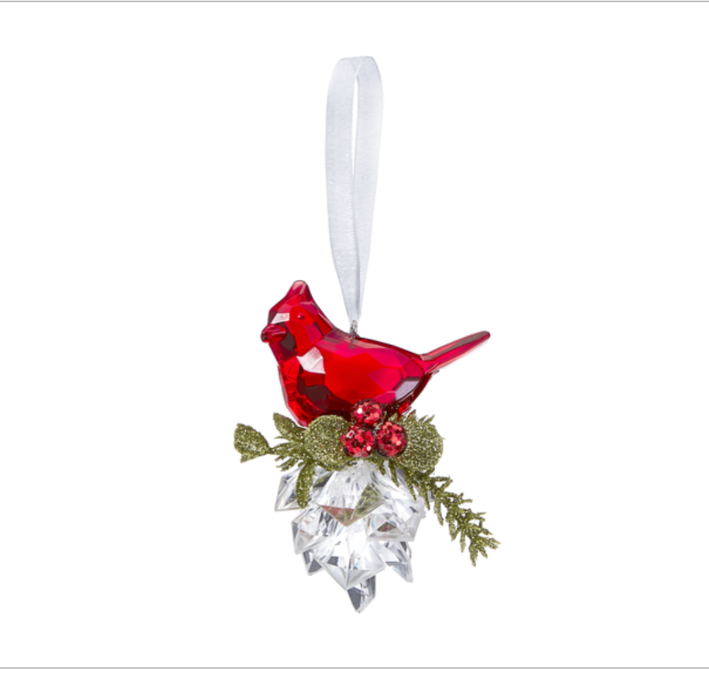 Teeny Cardinal Pinecone Ornament